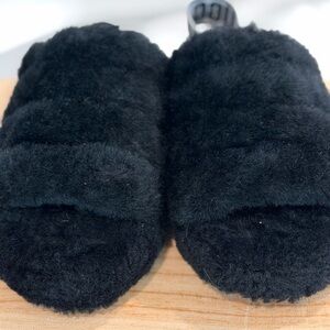 UGG Black Fluff Yeah Fuzzy sling back Slippers